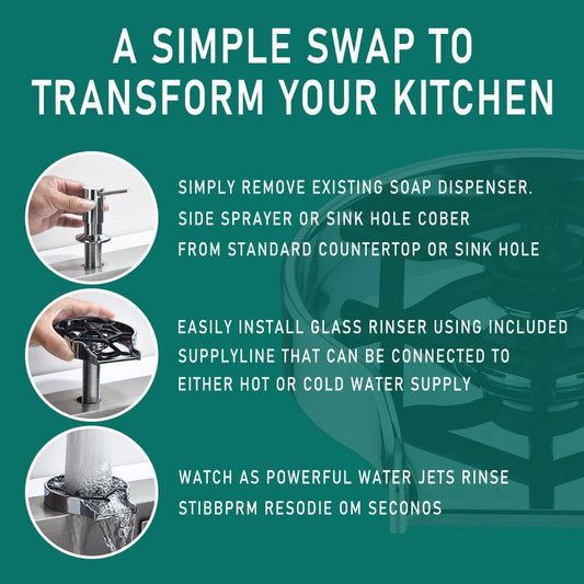 CraftedDwelling Automatic Cup Washer Faucet Glass Rinser For Kitchen Sink Glass Rinser Cleaning Sink Accessories Glass Washing Machine